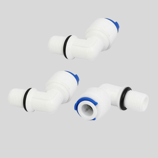 Paquete de 3 codos de tubo de conector rápido de 1/4 pulgadas para accesorios de filtros de agua RO